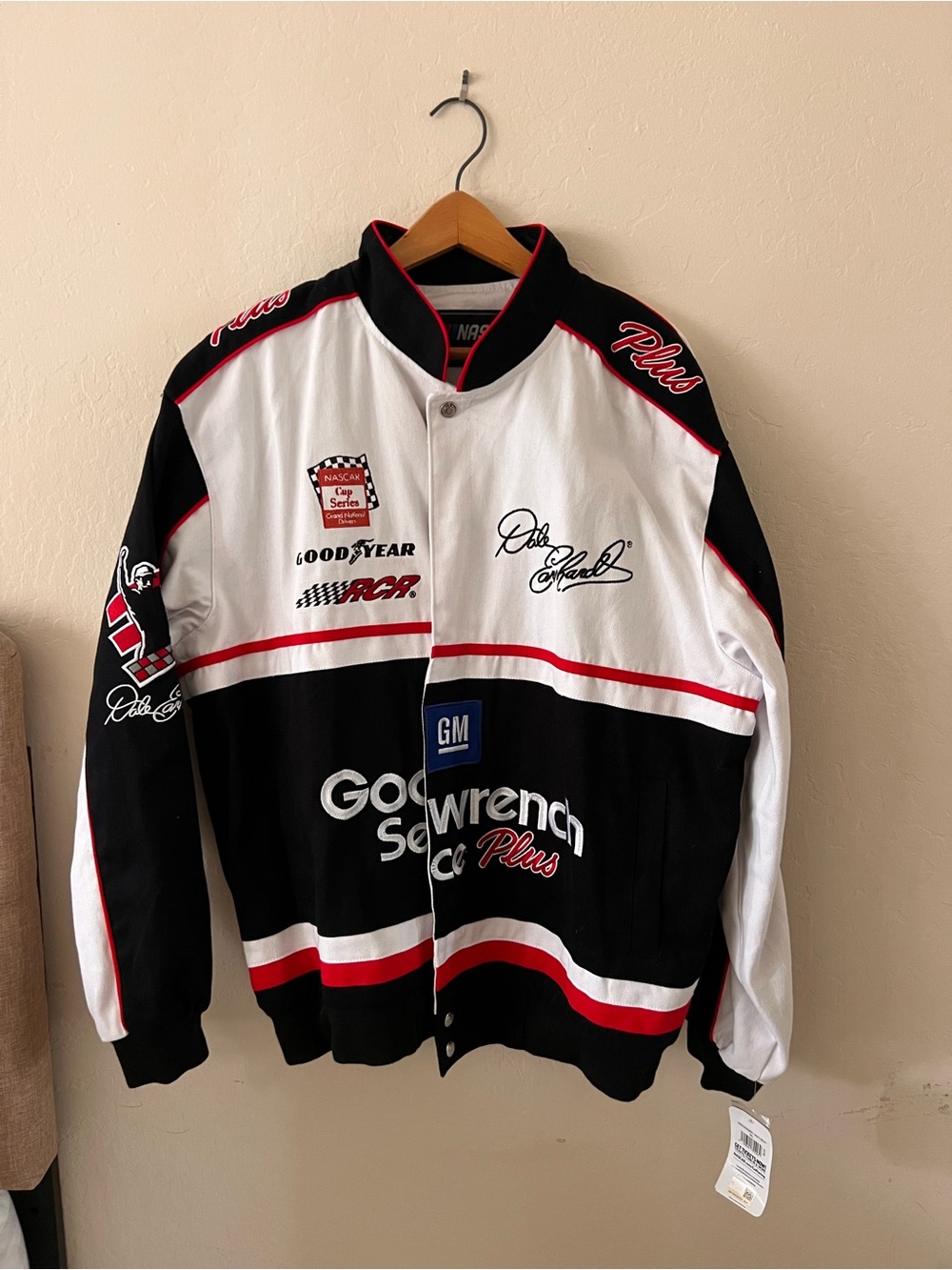 Nascar Dale Earnhardt Black, White & Red Goodyear Racing Bomber Jacket